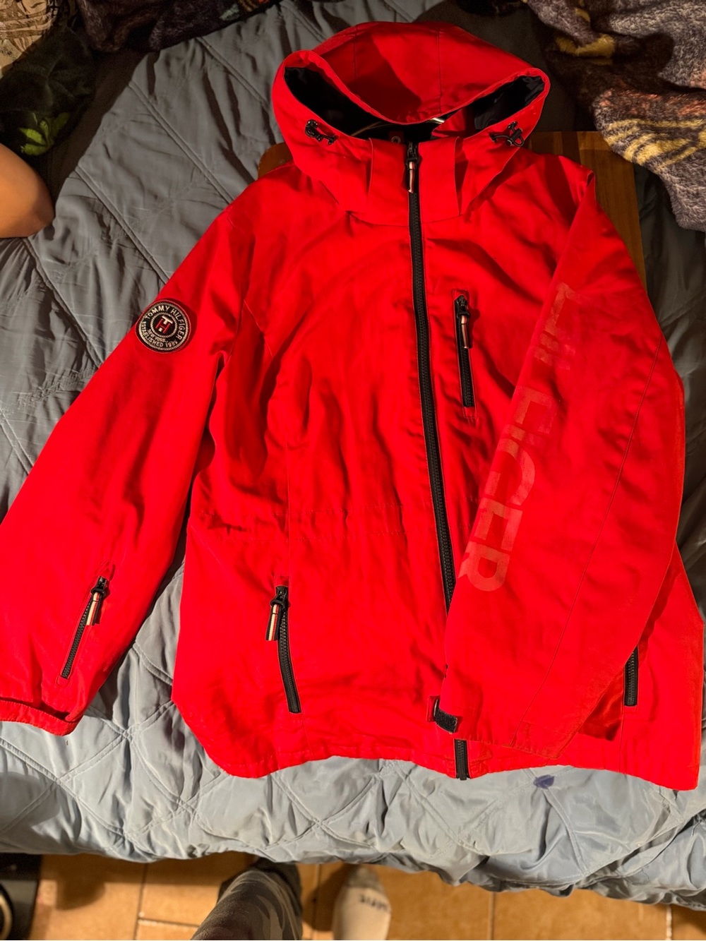 Tommy Hilfiger Kids Bright Red Hooded Rain Jacket